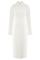 Dorian Fitted Shirt Midi Dress - White